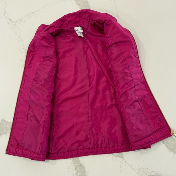 Chico's Sleeveless Puffer Full Zip Jacket Vest Women’s Small Fuchsia/Gold Accent - Picture 5 of 8